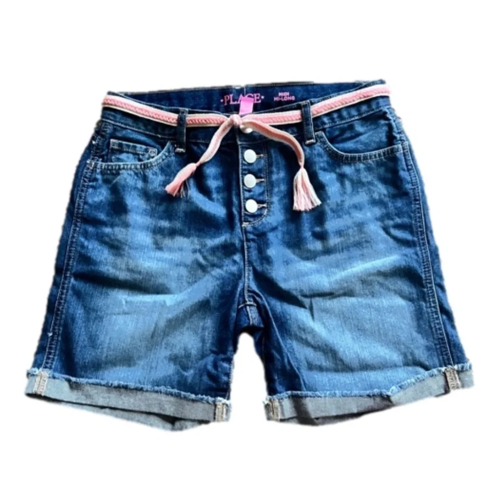 Girls Children’s Place Midi Mi-Long belted denim shorts - size 16